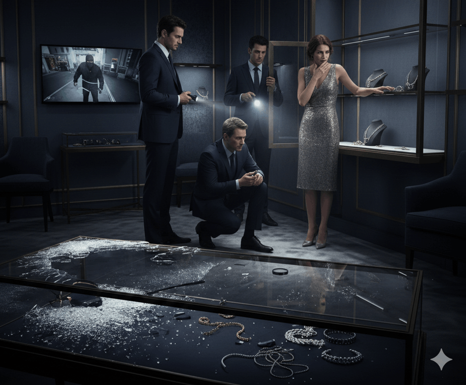 Einbruch in Schmuckladen Diebstahl von Schmuck und Mode und wie Detekteien bei der Aufklärung behilflich sein können